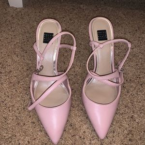 Light pink strappy short heels